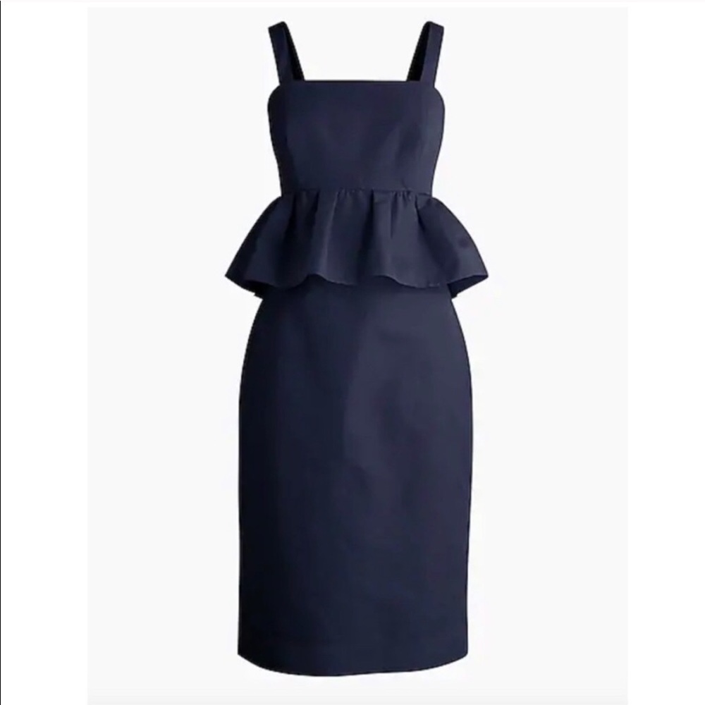 J. Crew Navy Peplum dress in Classic Faille